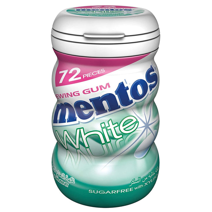 Mentos White Chewing Gum Sugar Free Spearmint, 72 pieces