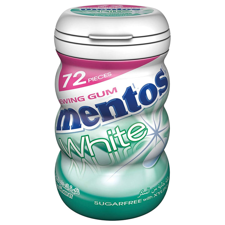 Mentos White Chewing Gum Sugar Free Spearmint, 72 pieces