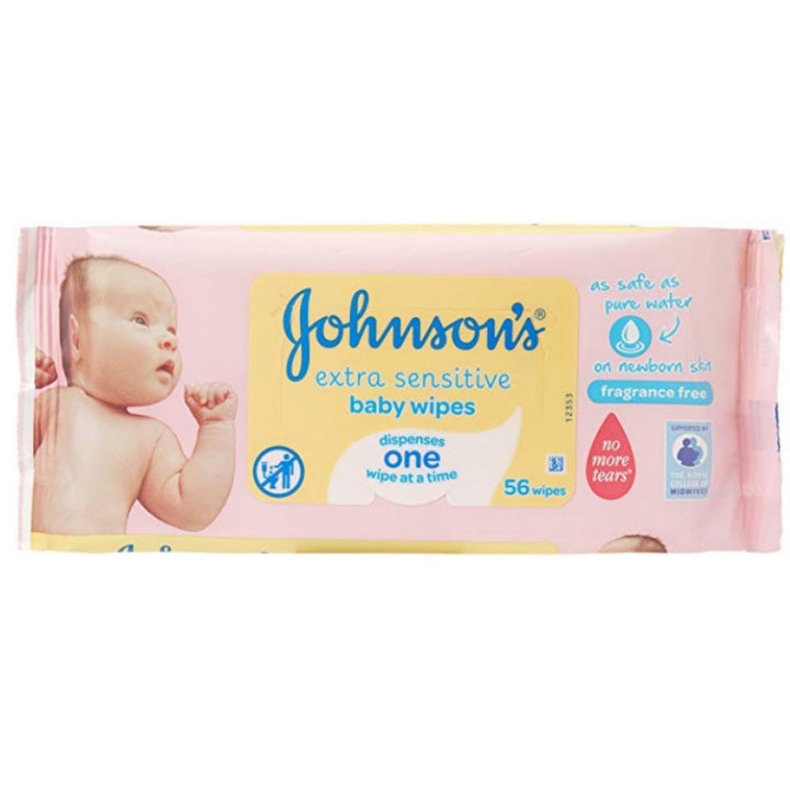 Johnson's Extra Sensitive Baby Wipes, 56 Wipes