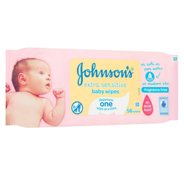 Johnson's Extra Sensitive Baby Wipes, 56 Wipes