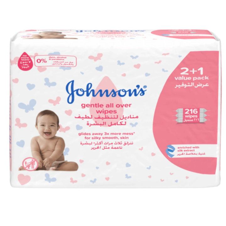 Johnson's Baby Gentle All Over Wipes, 216 wipes