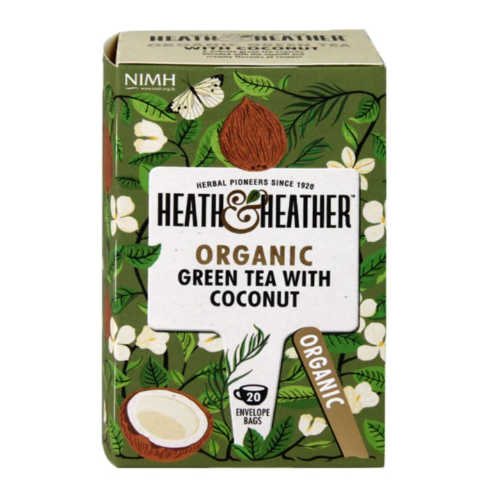 Heath and Heather Organic Green Tea with Coconut 20 Teabags, 40g