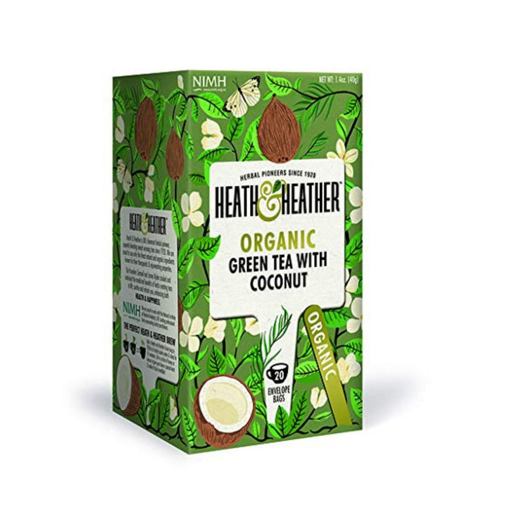 Heath and Heather Organic Green Tea with Coconut 20 Teabags, 40g