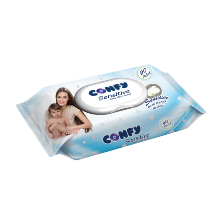 CONFY Sensitive Baby Wet Towel Blue, 3 X 90 Pcs