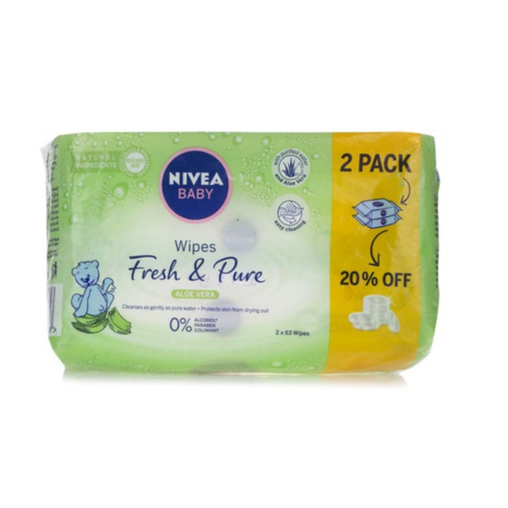 Nivea fresh & pure baby, 63 x2 Wipes