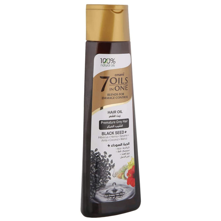 Emami 7 oils in 1 Blends For Damage Control Hair Oil for Premature Grey Hai Blackseed, 300 ml