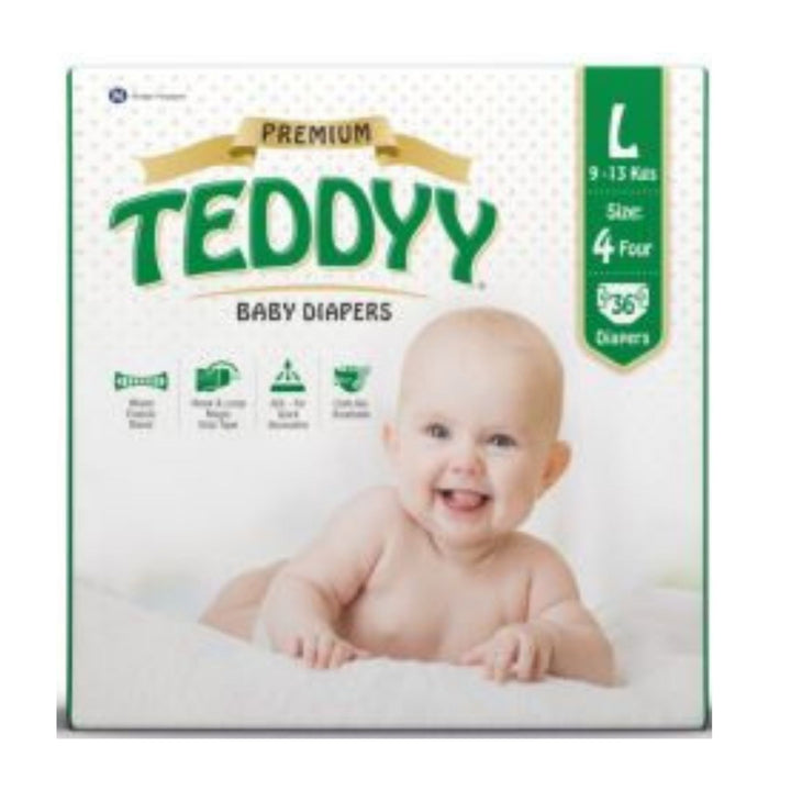 Teddyy Baby Diapers Premium Size Large, 9 - 13kg, 36 Counts