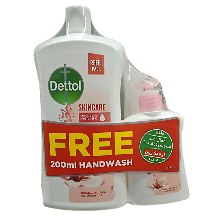 Dettol Skincare Handwash Liquid Soap, 1000ml+200ml