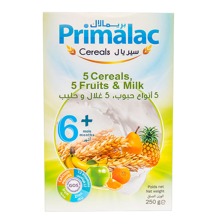 Primalac Baby 5 Cereals, 5 Fruits & Milk Cereals - 250g