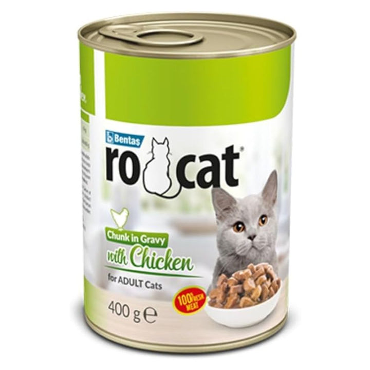 RoCat Complete Wet Food Chunks In Gravy For Adult Cats With Chicken, 400g