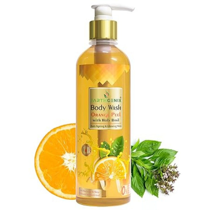 Earthgenix Body Wash Orange Peel with Holy Basil For Anti-Ageing & Glowing Skin, 1L