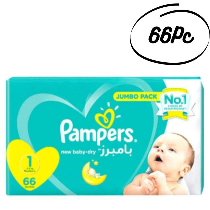 Pampers New Baby-Dry Diapers, Size 1, Newborn, 2-5kg, Jumbo Pack,  66Pc