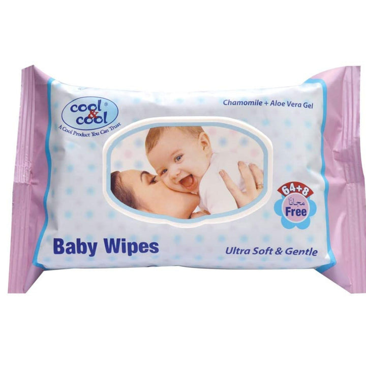 Cool And Cool Baby Wipes 64 + 8 Wipes Free