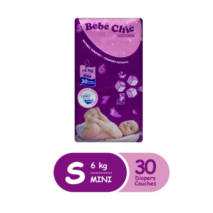 Bebe Chic Baby Diaper, Small Size, Mini, 6 Kg, 30 Count