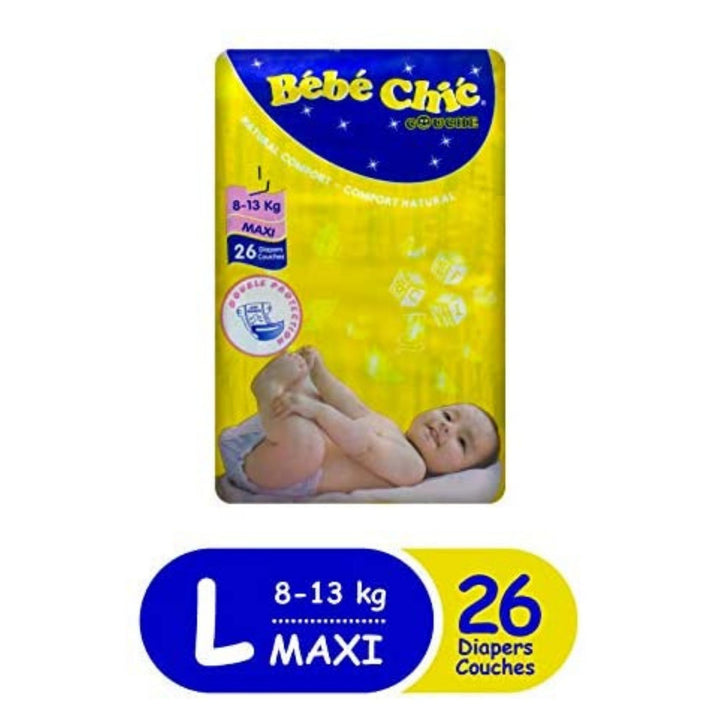 Bebe Chic Baby Diapers, Large, 8-13 Kg, 26 Pcs (Copy)