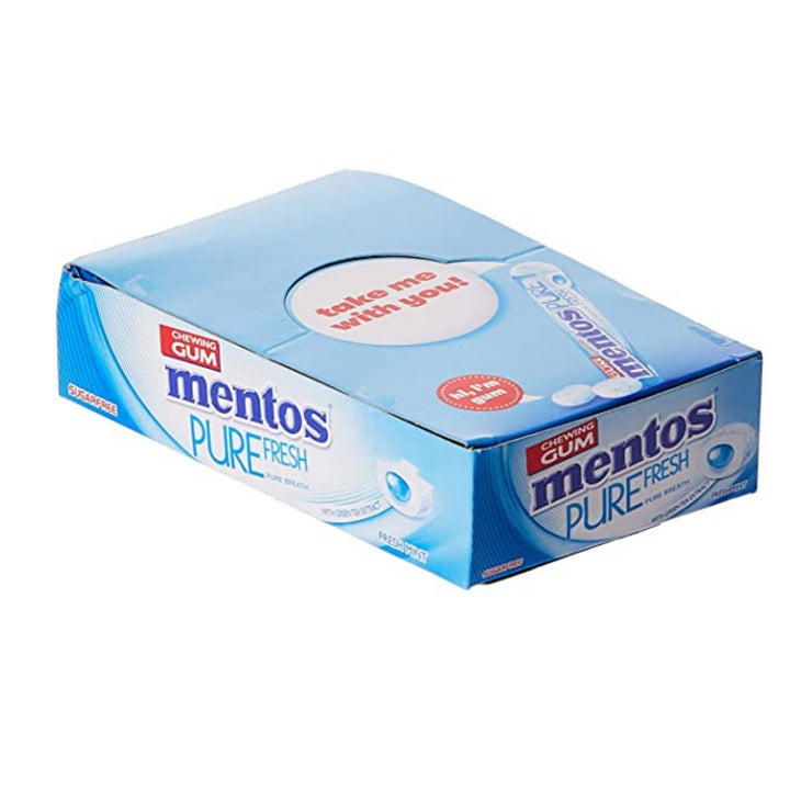 Mentos Pure Fresh Sugar Free Fresh Mint With Green Tea Extract Chewing Gum, 16 Rolls x 9 Pieces, 252g