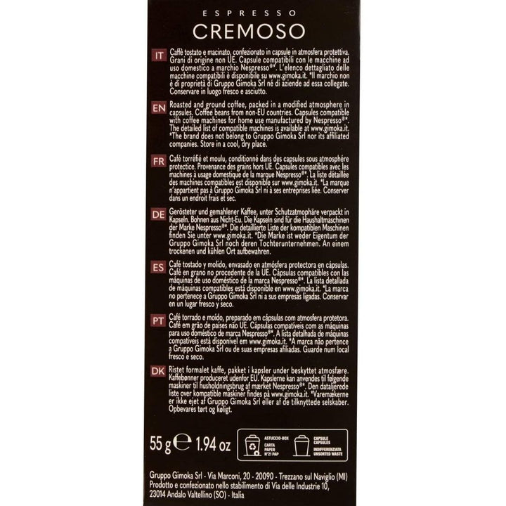 Gimoka Espresso Cremoso Coffee Capsules, 55g