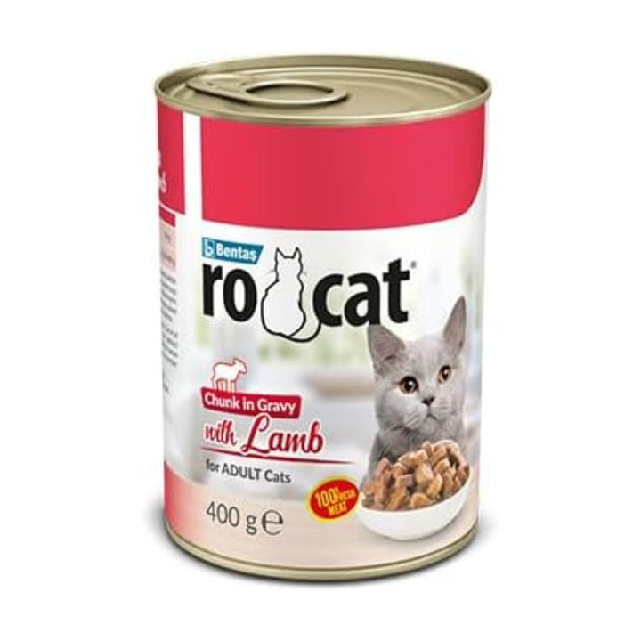 RoCat Complete Wet Food Chunks In Gravy For Adult Cats With Lamb 400g