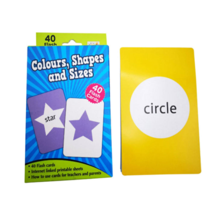 40-Piece Learning Colours Shapes And Sizes Flash Cards Set 14 x 8.5cm