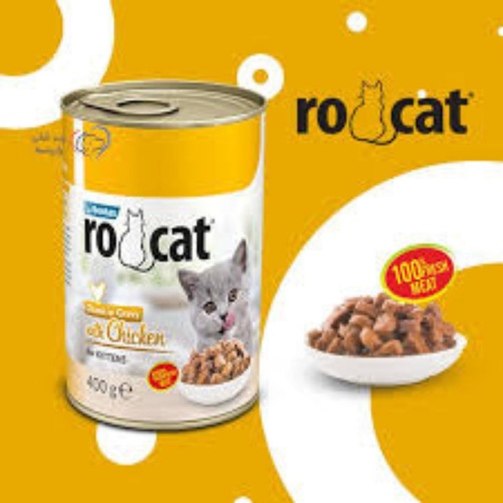 RoCat Complete Wet Food Chunks In Gravy For Kittens With Chicken, 400g