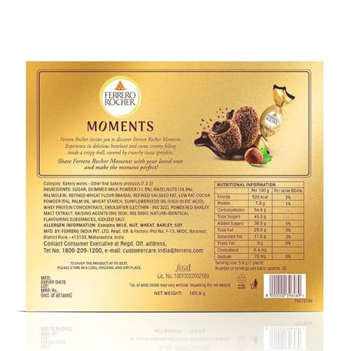 Ferrero Rocher Moments, 32 pralines pcs, 185.6g