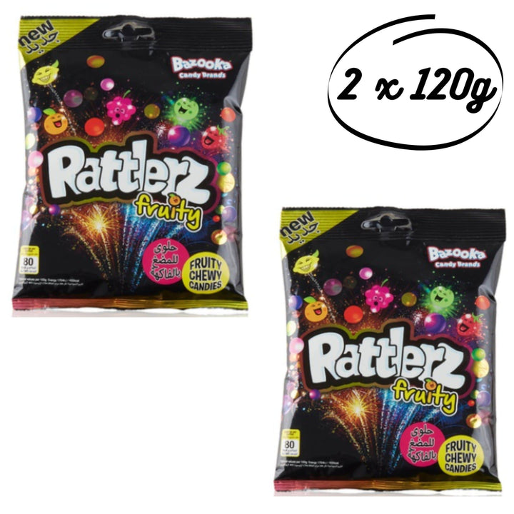 Bazooka Rattlerz fruity chewy candy, 2 x 120g