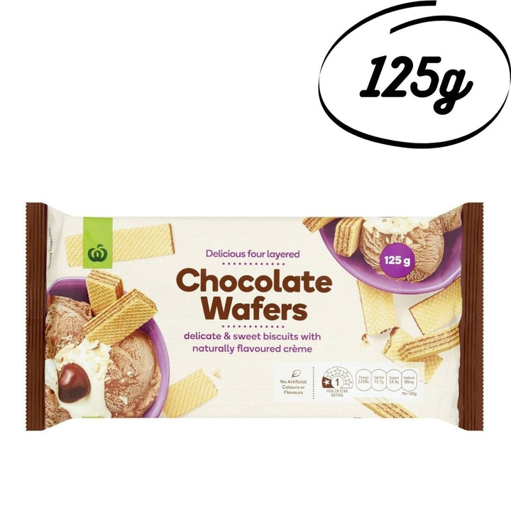 Woolworths Chocolate Creme Wafers, 125g