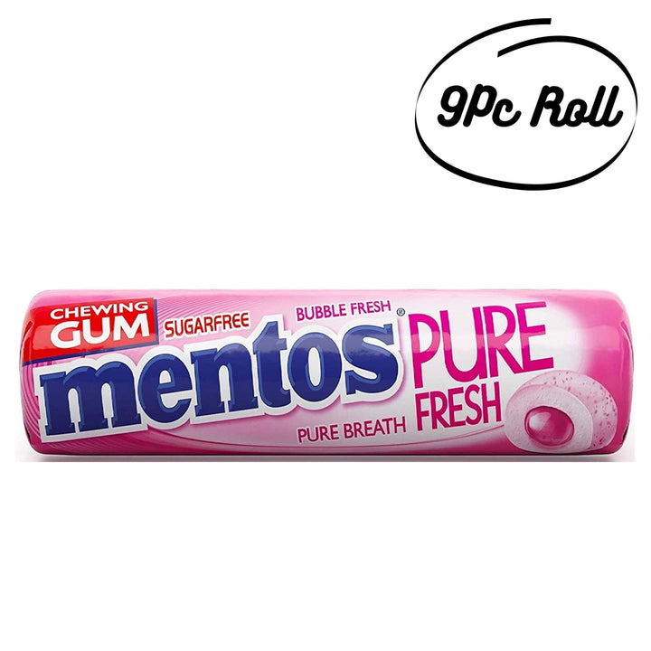 Mentos Pure Fresh Chewing Gum, Bubble Fresh Flavor, 3*9 Pieces Rolls