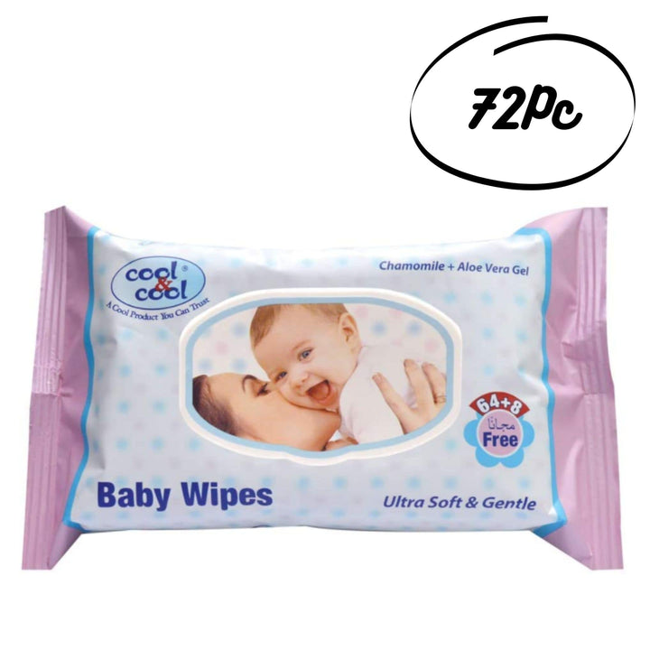 Cool&Cool Baby Wipes 64+8 Wipes Free, 72s