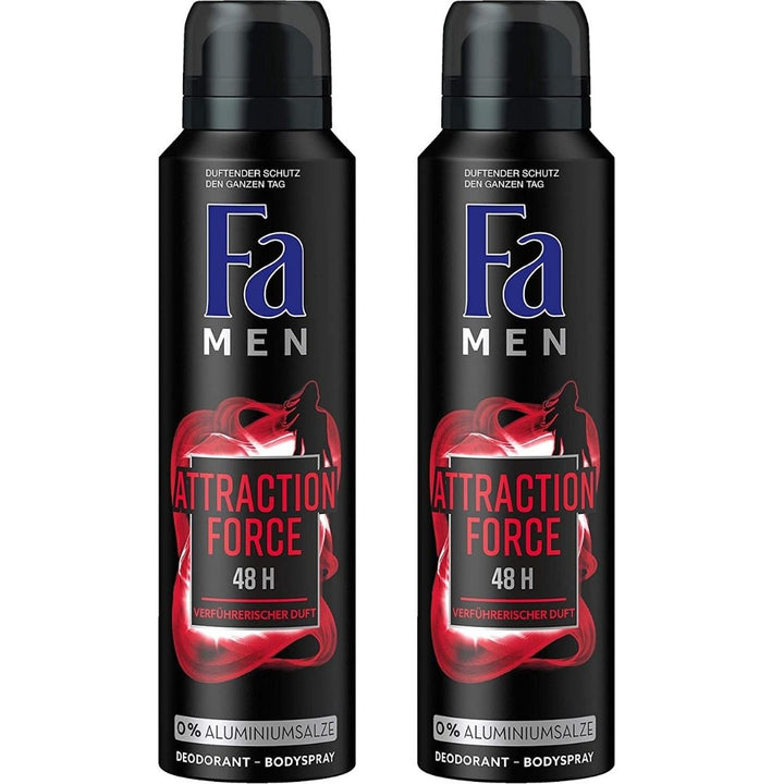 Fa Men Attraction Force Spray Deodorant, 2 x 150ml