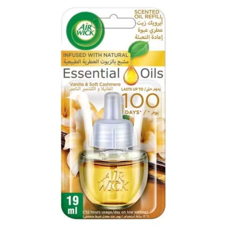 Air Wick Essential Oil Vanilla And Soft Cashmere Air Freshener Clear, 19ml