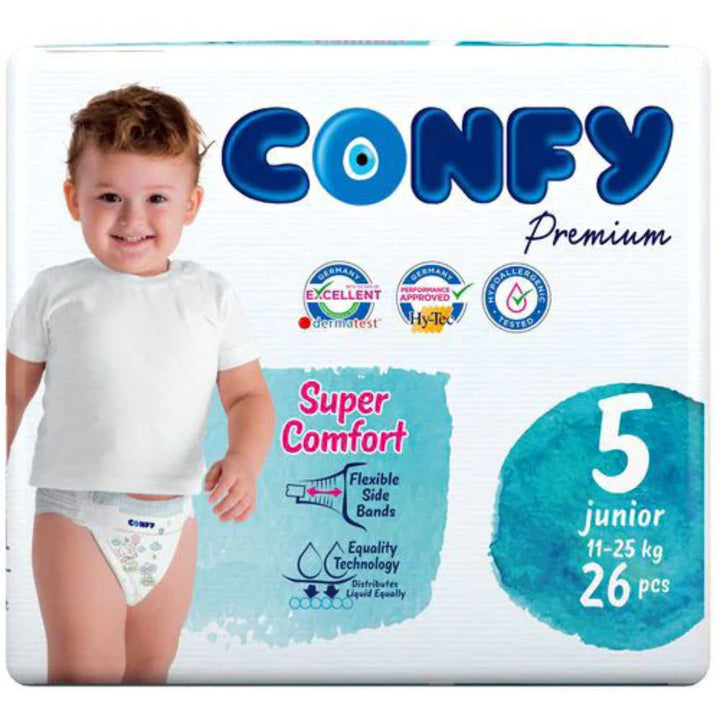 Confy Premium Size 5 Junior Baby Diaper, 26 Pieces