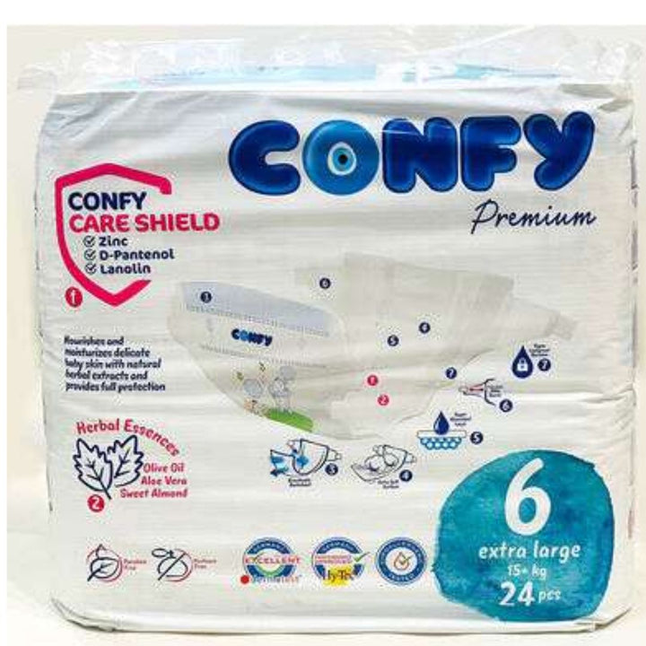 Confy Premium Size 6 Extra Large Baby Diaper, 24 Pieces,