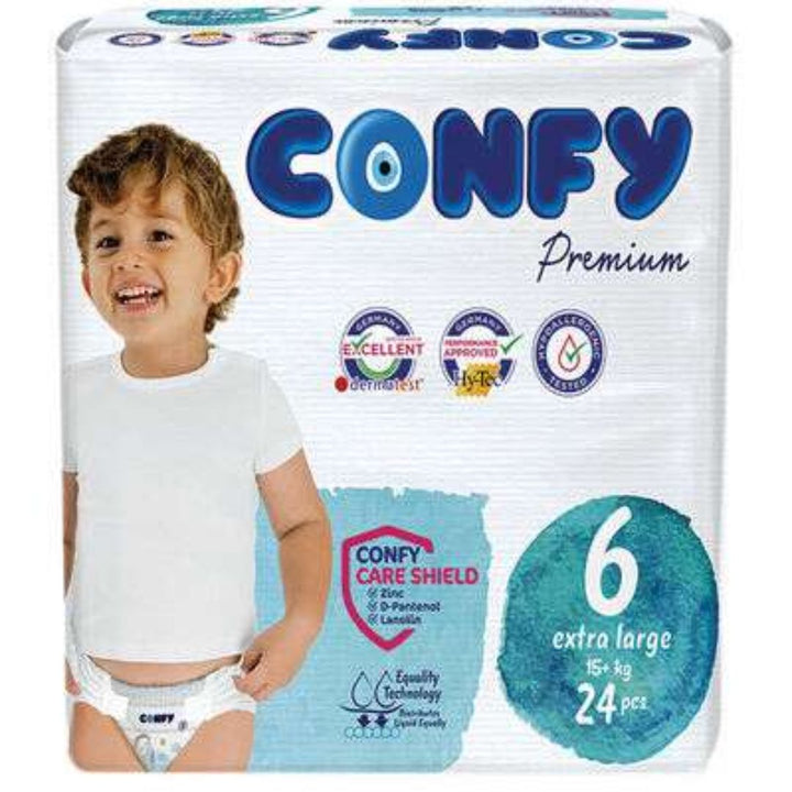 Confy Premium Size 6 Extra Large Baby Diaper, 24 Pieces,