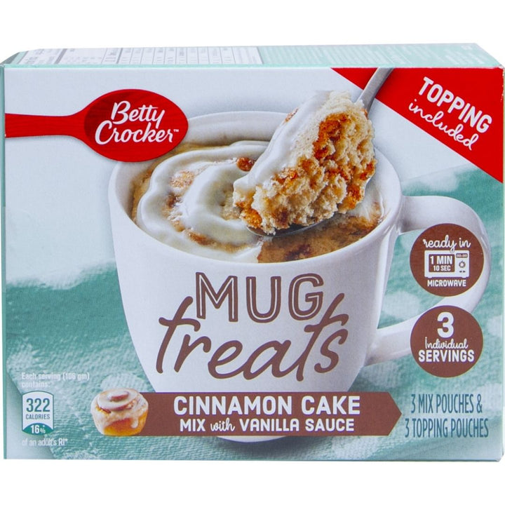 Betty Crocker Mug Treats Cinnamon Cake Mix With Vanilla Sauce, 3 x 68g (204g)