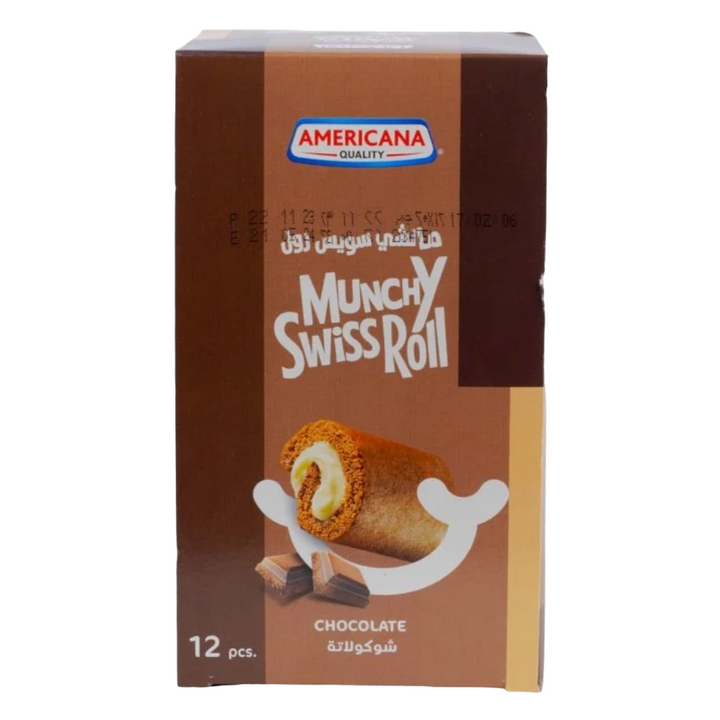 Americana Munchy Swiss Roll Chocolate,12x30g