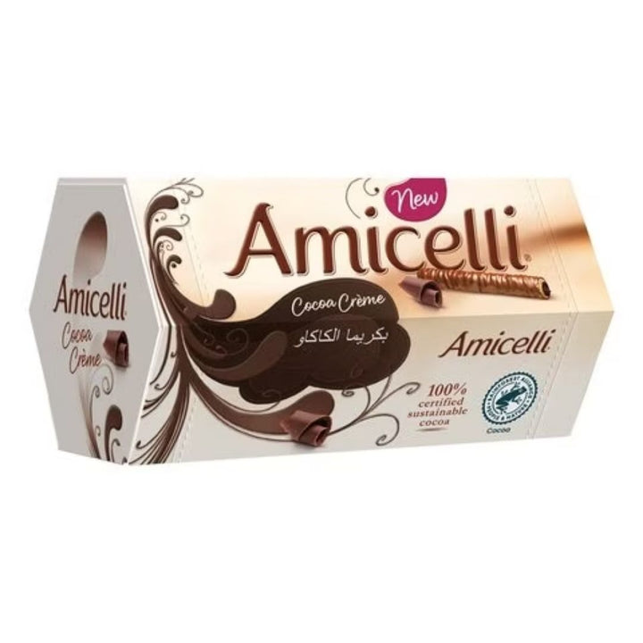 Amicelli Milk Chocolate Wafer Rolls With Cocoa Cream Filling, 150g