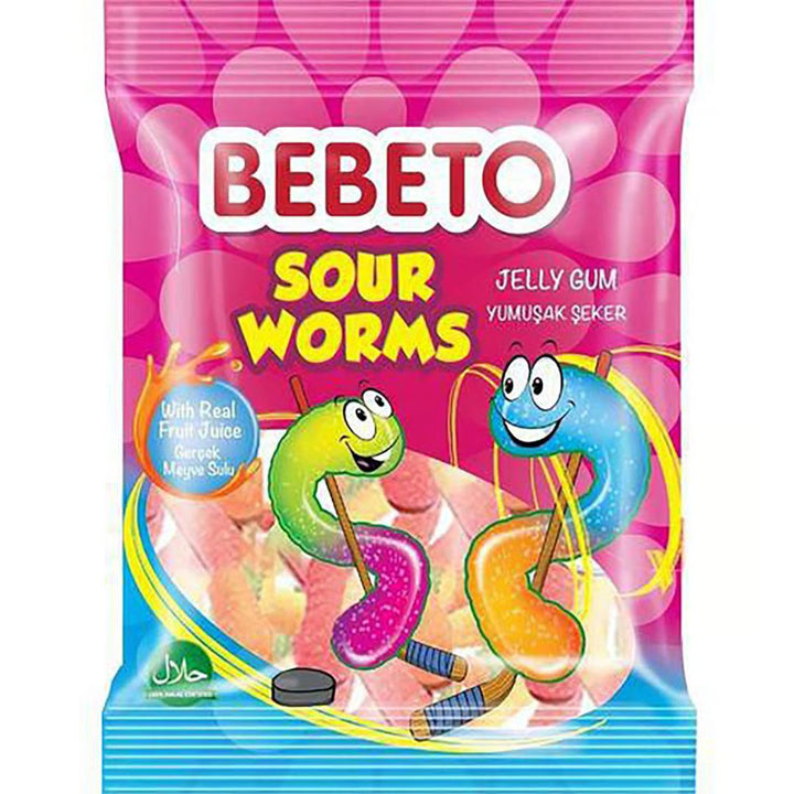 Bebeto Sour Worms Jelly Gums, 80g