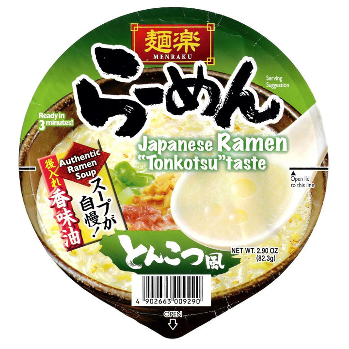 Menraku Japanese Ramen "Tonkotsu" Taste Instant Cup Noodle, 82.3g