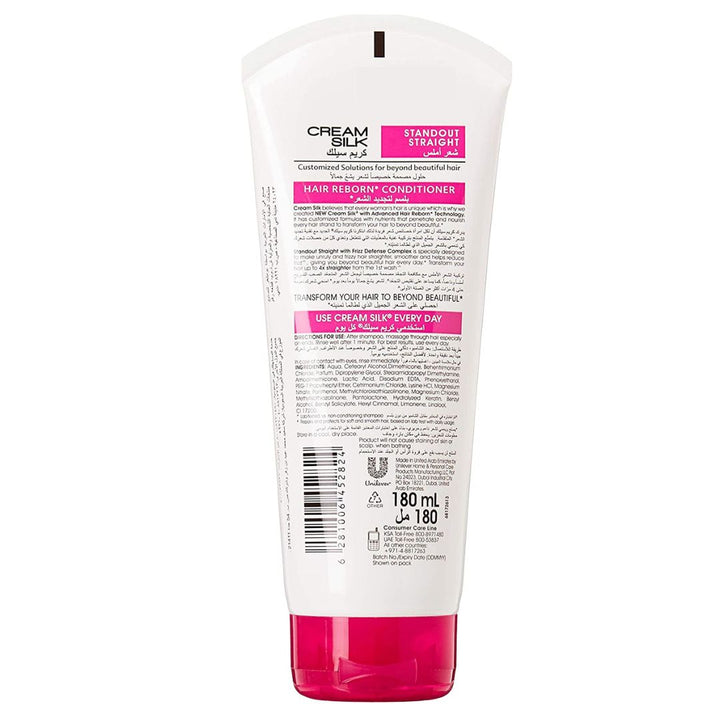 CREAM SILK Hair Reborn Conditioner  Standout Straight  For up to 4x Straighter Hair, 180ml