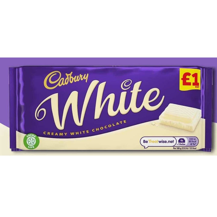 Cadbury White Chocolate Bar, 90g