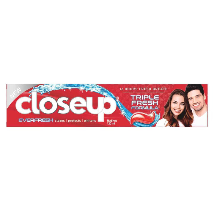 Close Up Triple Fresh Gel Toothpaste, for 12 hours fresh breath, Red Hot Flavor, 120ml