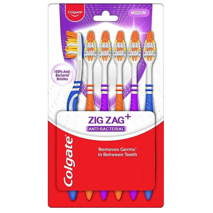 Colgate Zig Zag+ Medium Toothbrush, 6Pcs