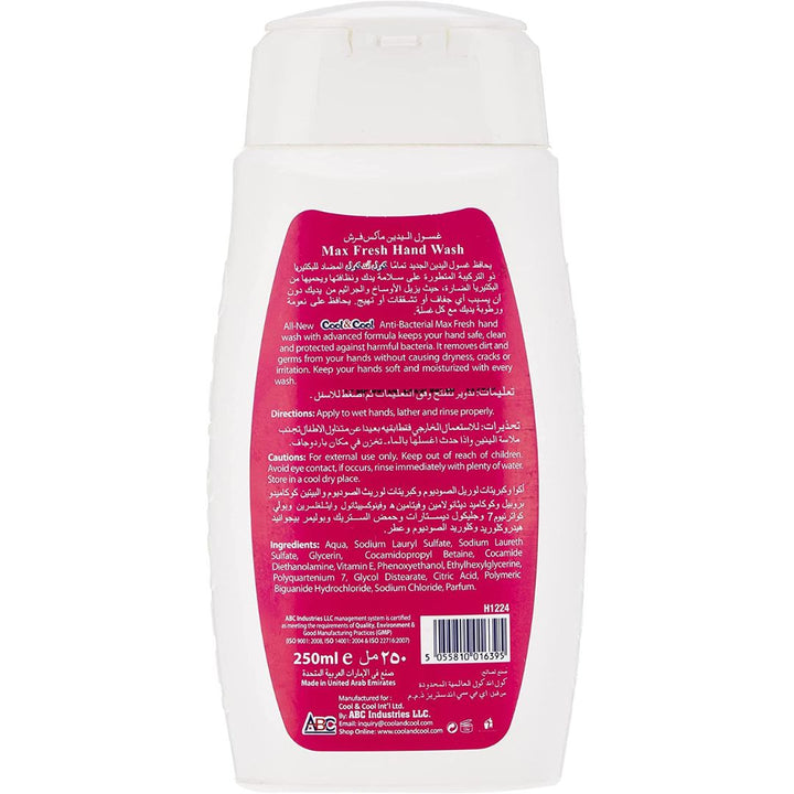 Cool & Cool Max Fresh Anti-Bacterial Hand Wash, 250ml