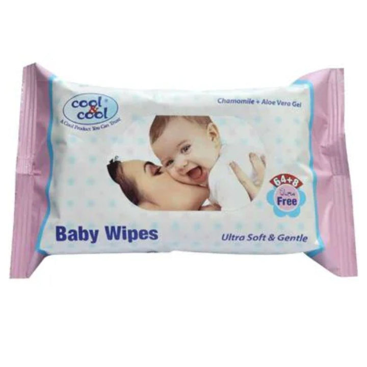 Cool & Cool Ultra Soft & Gentle Baby Wipes, 64+8 Pieces