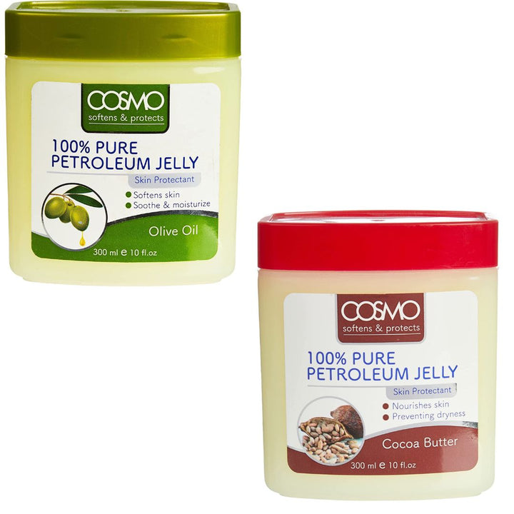 Cosmo Pack of 2 Petroleum Jelly 100% Pure Triple Purification Method with Olive Oil and Cocoa Butter, 2*300ml