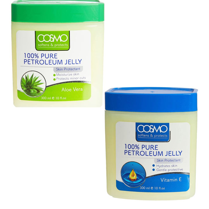 Cosmo Pack of 2 Petroleum Jelly 100% Pure Triple Purification Method with Vitamin E and Aloe Vera, 2*300ml