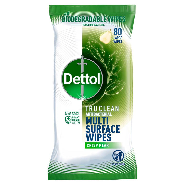 Dettol Tru Clean Antibaterial Multi Surface Wipes, 80 Pcs