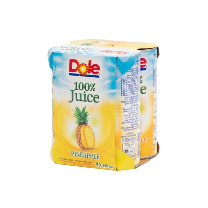 Dole 100% Pineapple Juice, 4X250ml