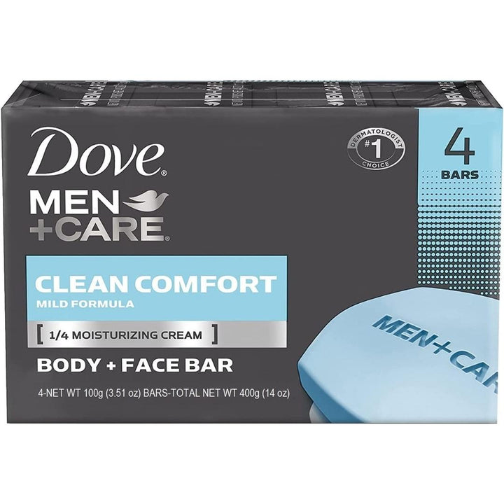 Dove Men Care Body + Face Bar Soap Clean Comfort Mild Formula 4 Bars, 400g